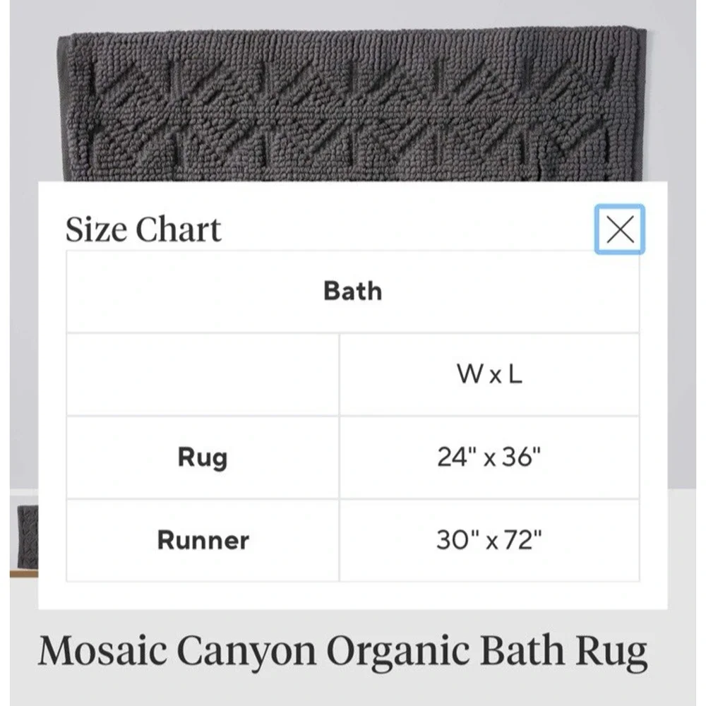 Coyuchi Mosaic Canyon Organic Bath‎ Rug 24x36 Geometric Boho Aztec Pattern